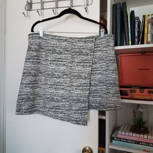 Halogen black/white faux wrap mini skirt